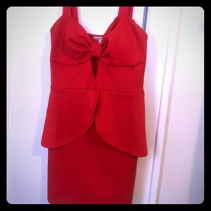 Red peplum dress